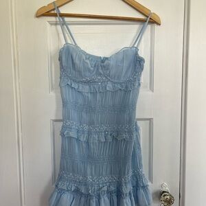 NWT Hello Molly Light Blue Ruffled Mini Dress